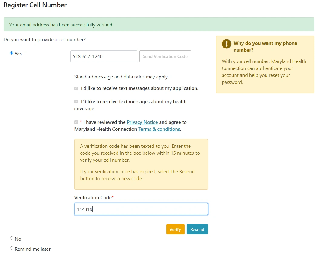 screenshot example of government software for the state of Maryland